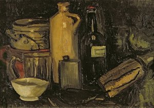 ポット、ボトル、フラスコのある静物、1886年頃